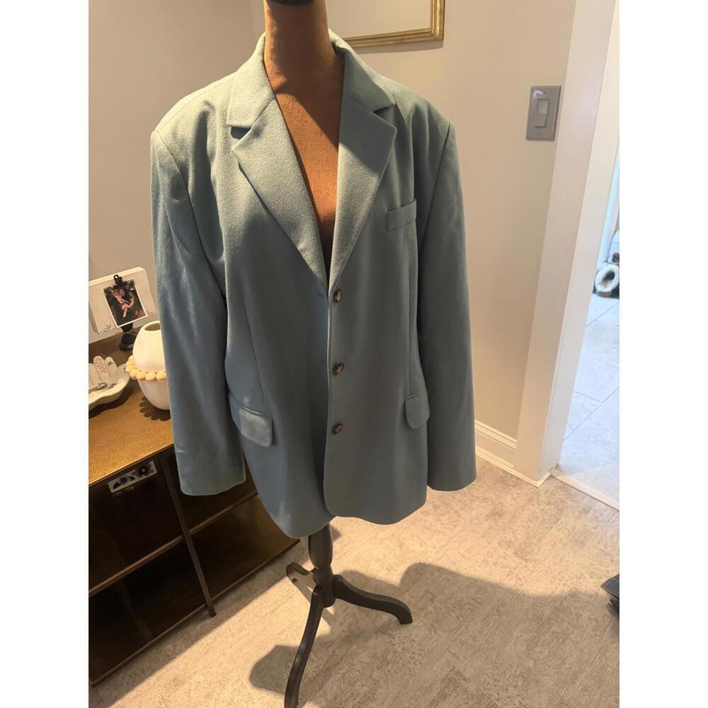 LL bean Light Blue Wool/Cashmere Blend Blazer Jacket size 20